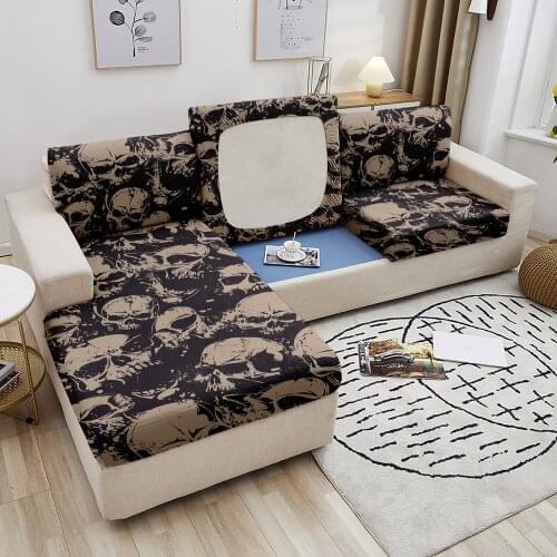 Skull Themed Sofa Seat Cushion Cover Furniture Protector Elastic Sofa Seat Cover Slipcover Skeleton Sofa Cover for Living Room