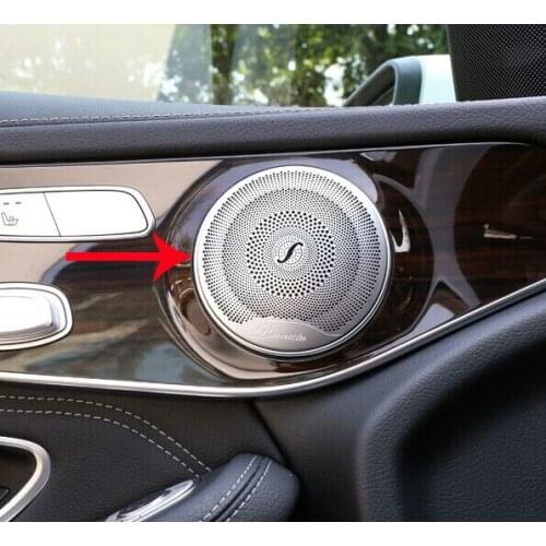 For Benz C Class W205 2014-2017 Stainless Steel Interior Decorate Accessories Car Speaker Cover Trim Garnish Molding