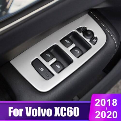 For Volvo XC60 2018 2019 2020 Stainless Steel Car Door Armrest Panel Window Switch Lift Buttons Covers Trim Interior Accessories