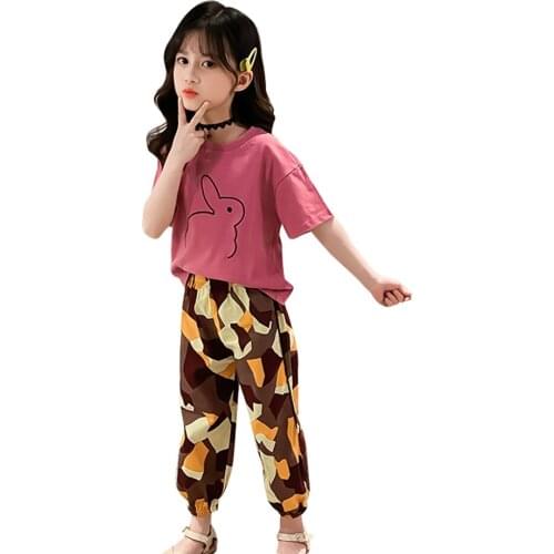 Kids Clothes Girls Tshirt + Pants Girl Clothes Casual Style Girl Outfit Summer Childrens Clothing 6 8 10 12 14