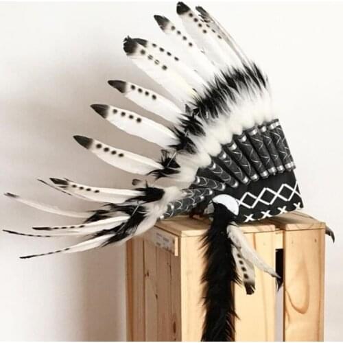 Indian Feather Headdress American Native Indian Feather Headpiece Feather Headband Headwear Party Decoration Photo Props cosplay