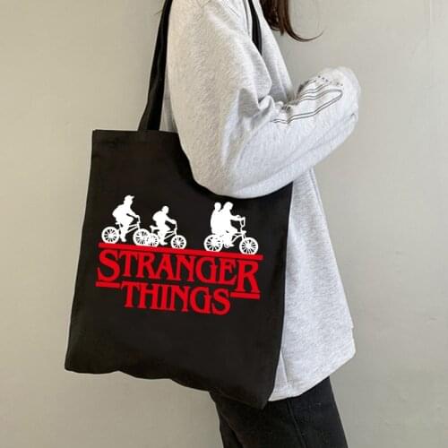 90s Stranger Things Canvas bag Shopping Bag Tote Harajuku Shopper Bag Women Shoulder Bag Female Ulzzang Funny Eco Large-capacity