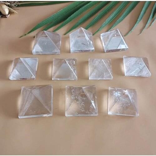 Natural white clear Quartz crystal pyramid healing fengshui crystals miner