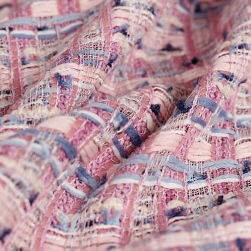 Italy Purple Blue Plaid Tweed Fabric Garment Material Women Jacket Coat Sewing Cloth Tailor Textile