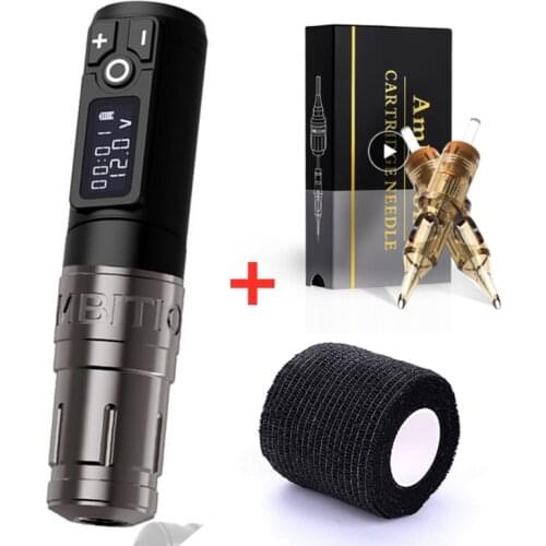 Ambition Tattoo Wireless Machine Pen Brush Coreless Motor Strong Quiet Fast Charging Battery Boutique Cartridge Needle 1001RL