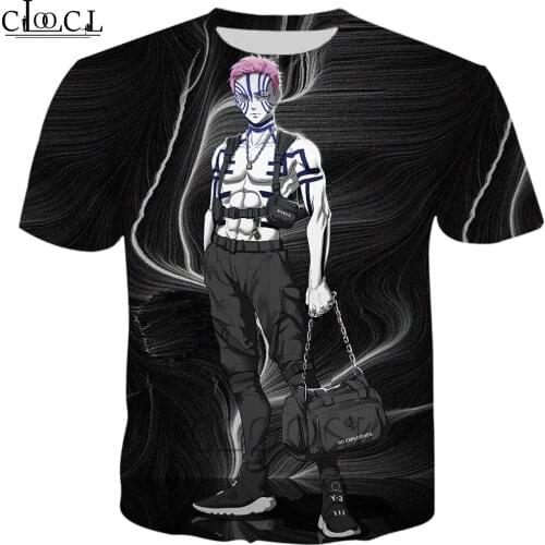HX Unisex T-Shirt Men Streetwear Kimetsu No Yaiba The Movie: Mugen Train Akaza 3D Print Harajuku Casual Pullover Drop Shipping