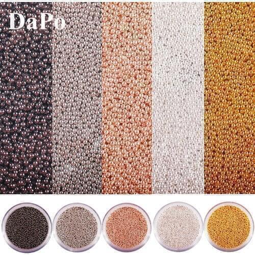 1 Box 3d Round Metal Stainless Nail/Jewelry Caviar Micro Beads 1.0mm Gold Silver/Rose gold popular Art Design DIY Tools