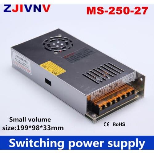 Hot sales! mini/small size 250w switching power supply single output 27v 9a programmable led power supply ac/dc smps (MS-250-27)