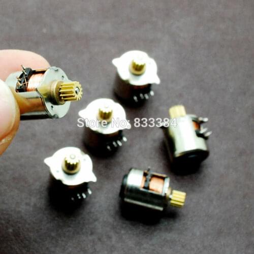 Free shipping NEW 10PCS 2 phase 4 wire DC Mini motor Micro stepper motor 10MM stepper motor with Copper Gear
