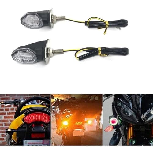Treyues 2pcs Mini Universal Motorcycle LED Turn Signal Indicators Light Amber Blinker Led Motorbike Super Bright Lamp