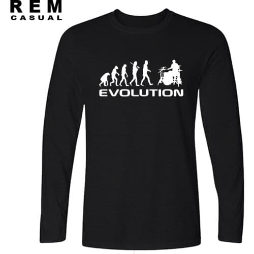 Mens T-shirt Bodybuilding Undershirt Fitness Men Drummer Evolution Funny Music humor Drums T Shirt Long sleeve Top Tees