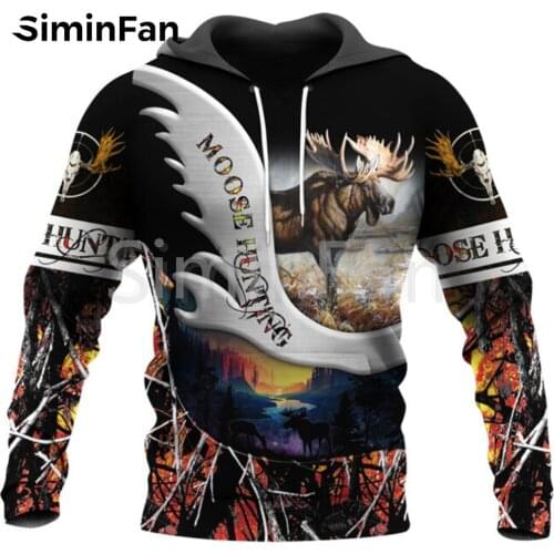 Cool Moose Hunting Men 3D Print Casual Hoodies Harajuku Pullover Unisex Hood Sweatshirt Jacket Hip-Hop Women Autumn Streetwear 7