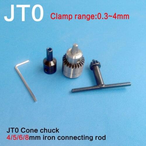 Watchmakers Electric Drill Chuck 0.3-4mm Jt0 Mini Drill Chuck Key Kit With 4mm/5mm/6mm/8mm Motor Shaft Coupler Rod