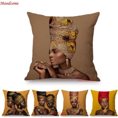 Fashion Africa Queen African Vogue Woman Home Decoration Sofa Throw Pillow Case Beauty Store Salon Decorative Cushion Cover