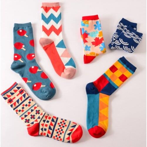 New colorful men women British casual Harajuku designer brand fashion novelty art couple funny men socks Calcetines dress sokken