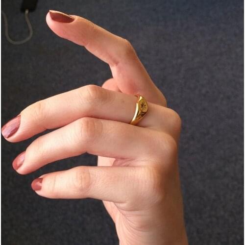 North Star Rings for Women Stainless Steel 18K Gold-Plated Metal Gold Color Anillos Mujer Temperament Jewelry Gift