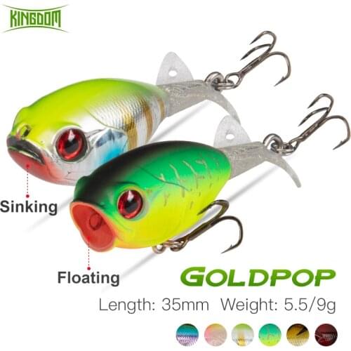 Kingdom Goldpop Propeller Lure 35mm 5.5g & 9g Floating & Sinking Soft 360° Rotating Tail Crank Hard Swimbait For Pike Fishing