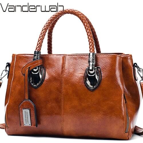 Vintage Oil Wax leather luxury handbags women bags designer ladies hand bags for women 2020 bag sac a main Femme Bolsa Feminina