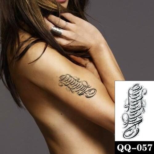 Temporary Tattoo Stickers English Alphabet White Lace Fake Tattoos Waterproof Tatoos Back Leg Arm Belly Small Size for Women Men