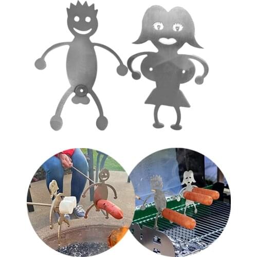 Funny Adult BBQ Fork Oven Shaped Stainless Steel Campfire Roasting Stick,Skewer Stick Is Ideal For Campfires And BBQ JU0204