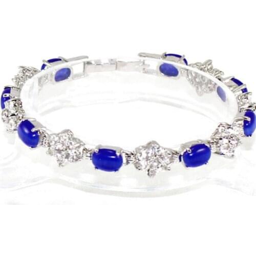Womens fashion silver plated Blue Opal Bracelet