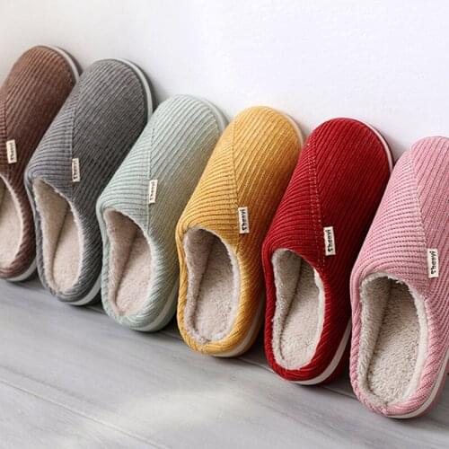 Couples Winter Corduroy Home Slippers Womens Household Casual Slides Mens Fashion Indoor Warm Suede Plush Soft Floor Slippers
