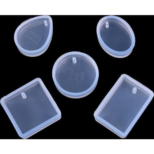 1 Pcs 5 Shapes Silicone Resin Casting Moulds With Hanging Hole For Epoxy Resin, Jewelry Making Earring Pendant DIY Crafts