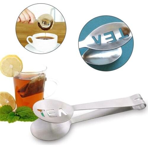 1PC Reusable Stainless Steel Tea Bag Tongs Teabag Squeezer Strainer Holder Grip Metal Spoon Mini Sugar Clip Tea Leaf Strainer