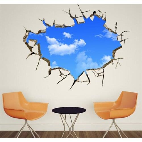 3D Blue Sky White Clouds Wall Stickers For Kids Rooms Ceiling Roof Wall Decals Home Decor Self-adhesive Floor Art Mural Poster