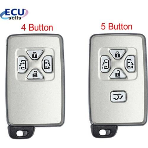 4/5 Button Smart Card Remote Car Key Shell Case Fob For Toyota Alphard Estima VellfireWith Uncut Blade White Color