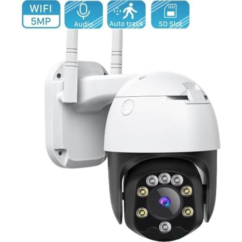 5MP Wireless Wifi Auto Tracking H.265 IP Camera Dome Outdoor Onvif Two Way Audio Talk 1080P Full Color Night Vision CamHi/HiP2P