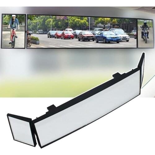 Car Clip On Rear View Mirror Adjustable Folding Three Folds Curved Surface Wide Vision Rearview Mirror Automobile Accessory