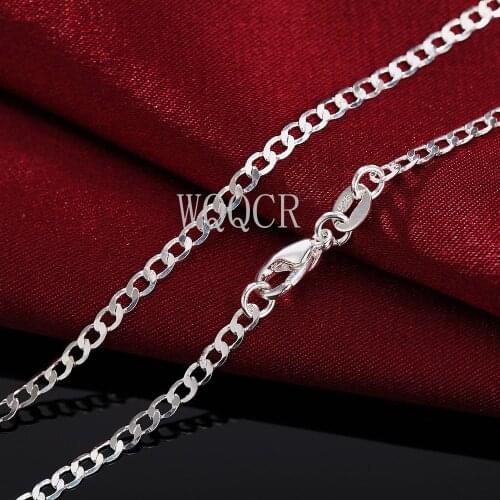 Men and Women 2 Mm Side Chain 925 Sterling Silver 16"18"20"22"24"26"28"30" Short and Long Pendant Necklace Chain Jewelry