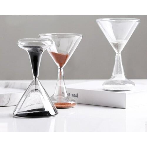 Creative wine red blackjack 1 minutes Hourglass hour hand chronograph glass clocks decorations for home bedroom decor gift