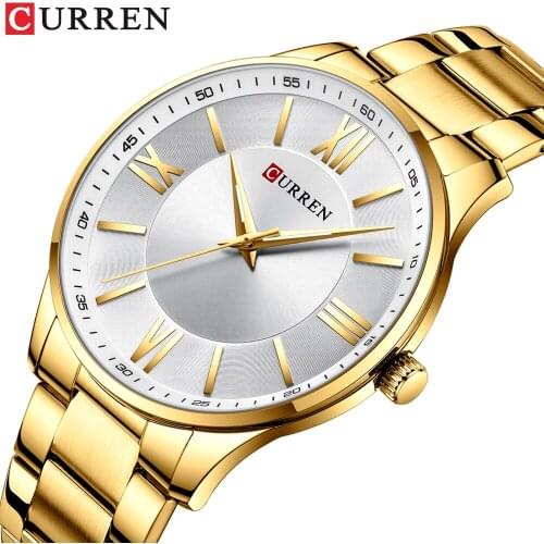 Curren fashion noble sports watch gold mens watch ultra-thin quartz bussiness wrist watch stainless steel waterproof clock
