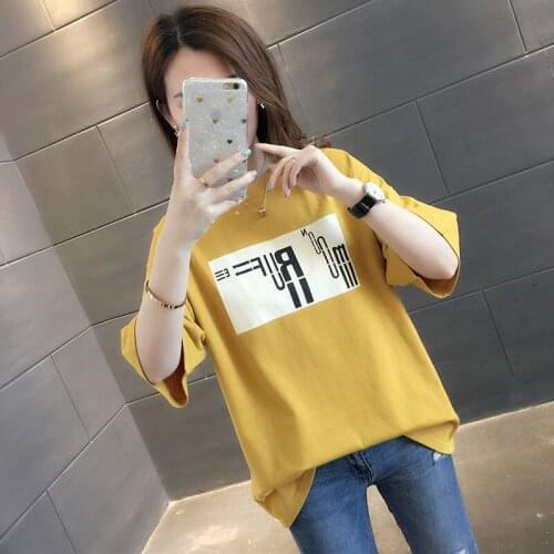 Large Size Fat mm Mid-Length Loose Short-Sleeved T-shirt Women Fashion All-match New Summer Korean Style Spring Fashion T-shirt