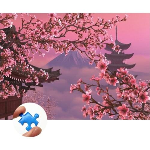 Jigsaw Puzzle 1000 Pieces Decompression Games Educational Toys Birthday Gift for Children Adult Kids Fuji Sakura Scenery