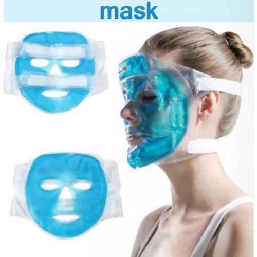 Cold Gel Face Mask Ice Compress Blue Full Face Cooling Mask Fatigue Relief Relaxation Pad With Cold Pack Faicial