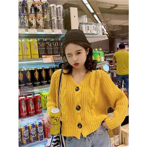 Women Cardigan Short Autumn Spring Single Button Long Sleeve Fashion European Small Sweaters Female Tops LS016