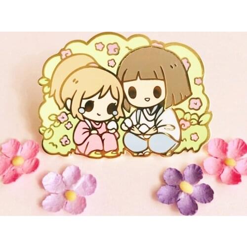 Classic Anime Cartoons Haku & Chihiro Brooch Pins Enamel Metal Badges Lapel Pin Brooches Jackets Fashion Jewelry Accessories