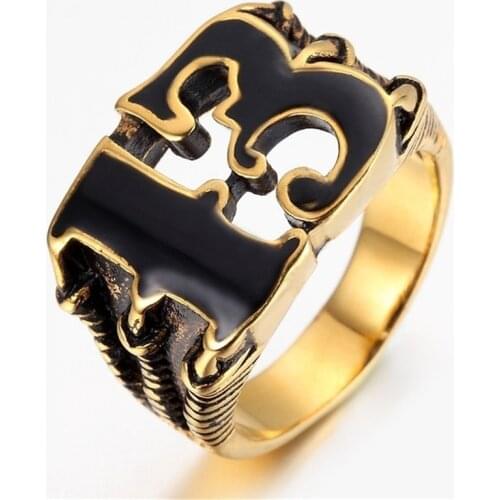 Classic Mens ring Fashion Lucky Number 13 Gothic Biker Dragon Claws Skull Stainless Steel Ring Vintage Punk Rings