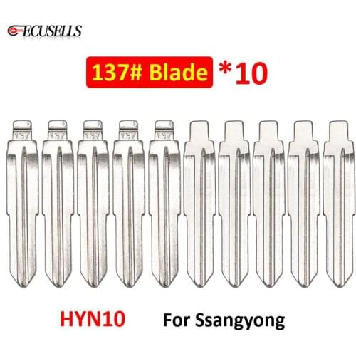 10Pcs/Lot Flip KD Remote Car Key Blank 137# HYN10 Uncut Key Blade For Ssangyong S170 Replacement Car NO.137 Blade