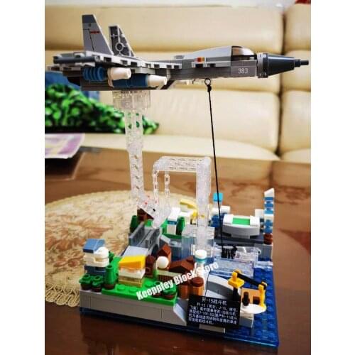 Creative Suspension Tension Balance Frame Combat Helicopter Building Blocks Fighter Bricks Assemble Plane 3D Model Toys Gifts