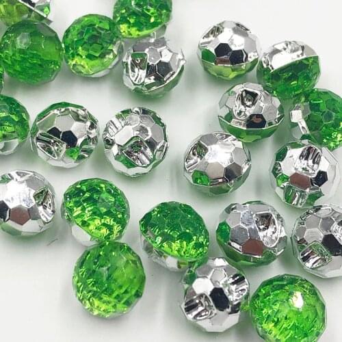 40pcs Green Color Round Acrylic Buttons Apparel Sewing Supplies Garment Accessories DIY Crafts
