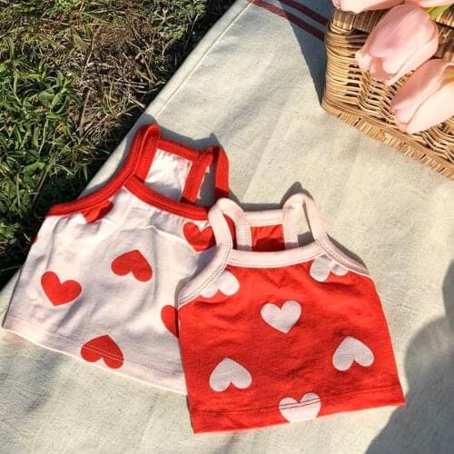 Cute Heart Dog Vest Skirt Cat Puppy Apparel Small Dog Clothes Summer Pet Vest Coat Outfit Yorkshire Doggy Maltese Pet Apparel