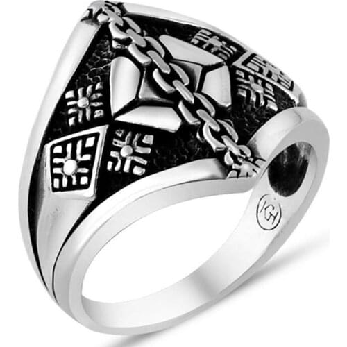 Solid 925 Sterling Silver Chain Design Mens Ring