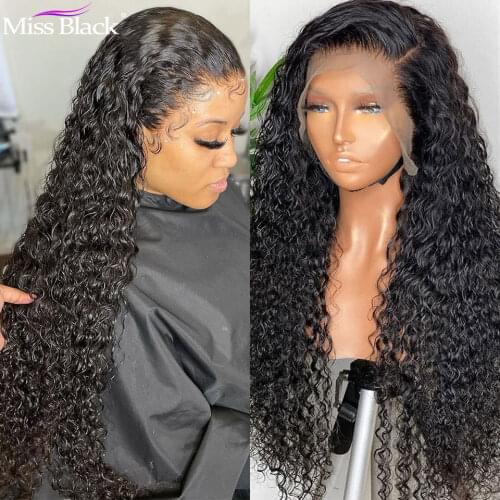 Deep Wave Human Hair Wig Kinky Curly Lace Front Wig Top Swiss Lace Full end Pre-Plucked 28 30 32 inch For Black Women