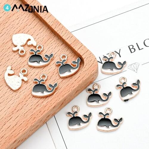 20pcs/lot Marine Life Whale Revery Charm Pendant Alloy Enamel Charm For Jewelry Making Necklace Handmade Accessories Wholesale