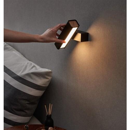 Northern Europe simple study wall lamp modern hotel bedroom bedside led rotatable designer art reading wall lamp