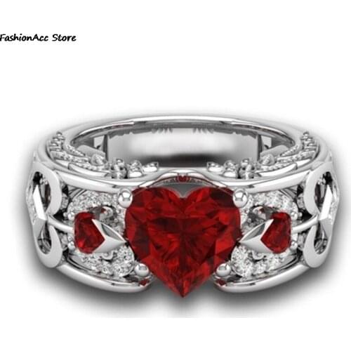 Luxury Rings Natural Gemstones Promise Rings Romantic Wedding Ring Heart Ring For Party